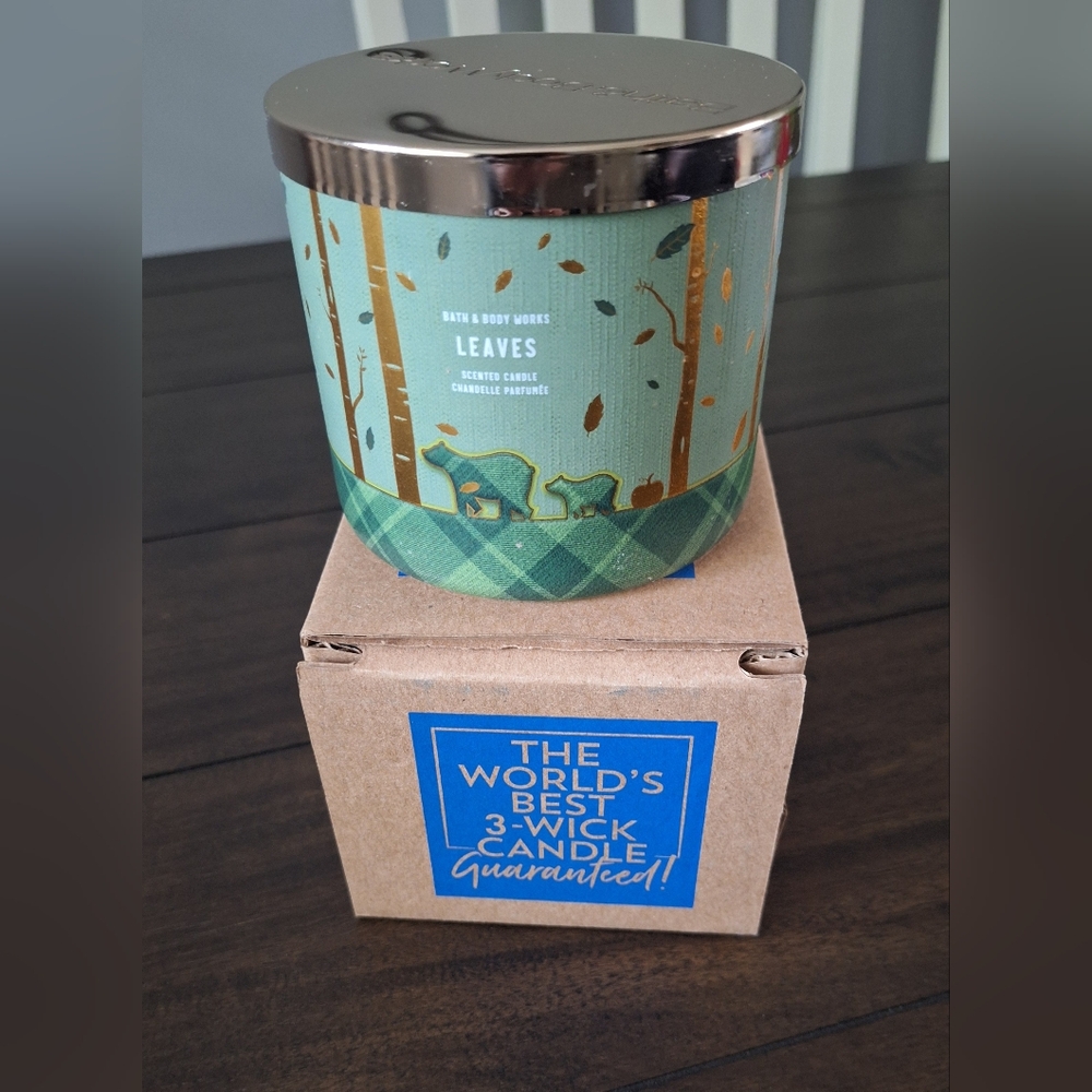 Bath & Body Works Leaves Scented 3 Wick Candle